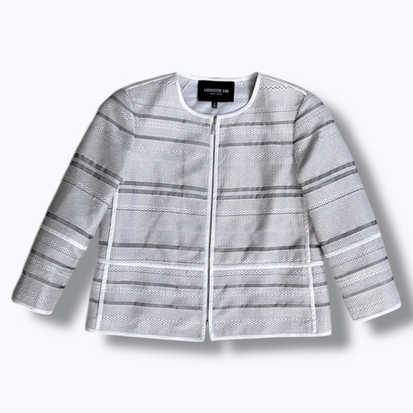 Lafayette 148 New York Jackets & Blazers - Lafayette 148 NY Tilda Translucent White/ Gray Striped Cropped Jacket Size XS